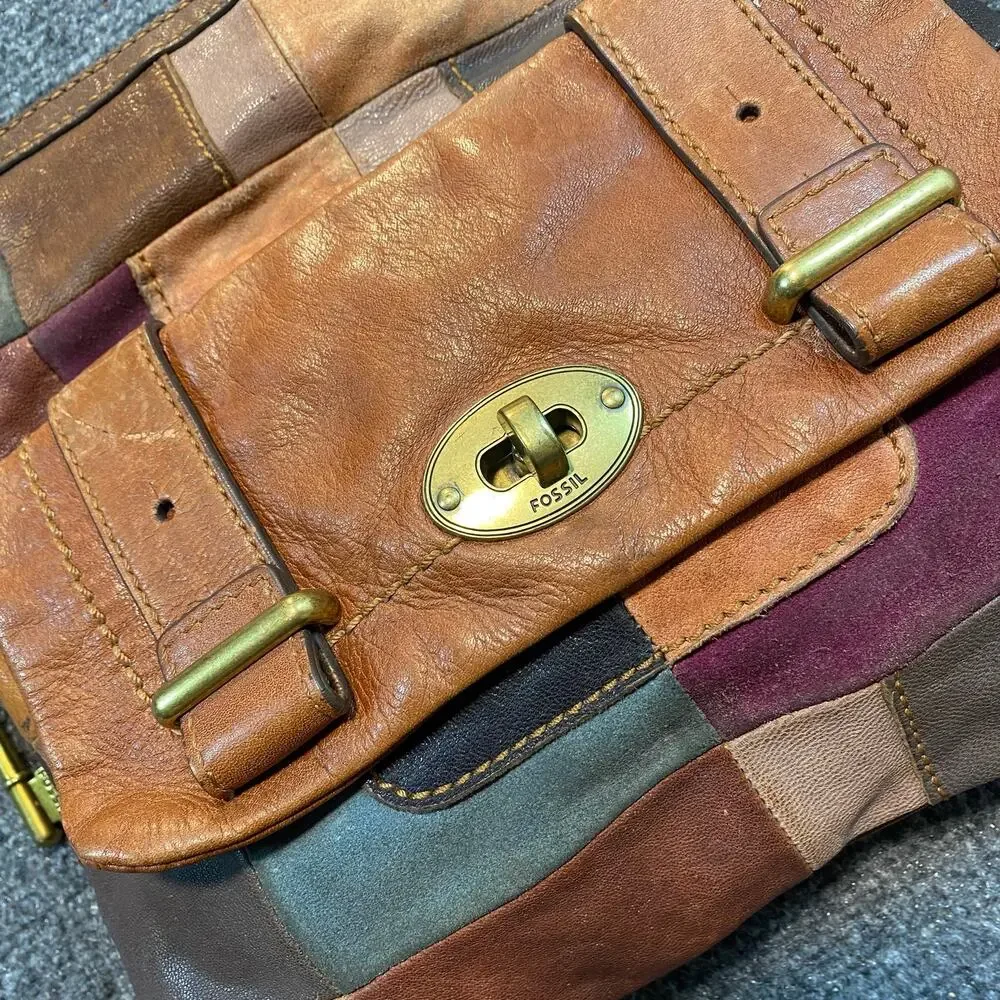 Rare Vintage Fossil Mason Patchwork Leather Crossbody Bag Purse Shoulder Bag